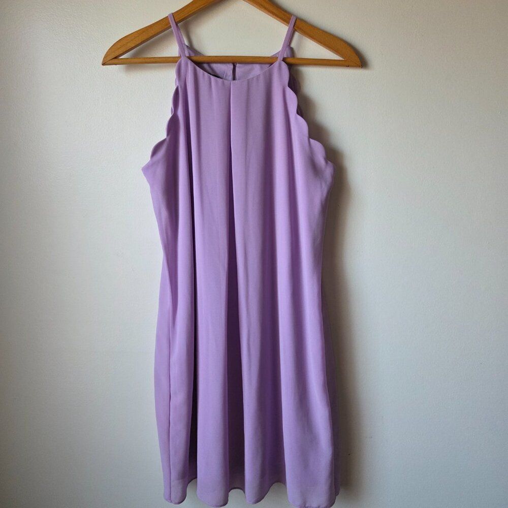 EUC LIKE NEW BCX LILAC SCALLOPED HALTER NECK MINI DRESS SIZE M